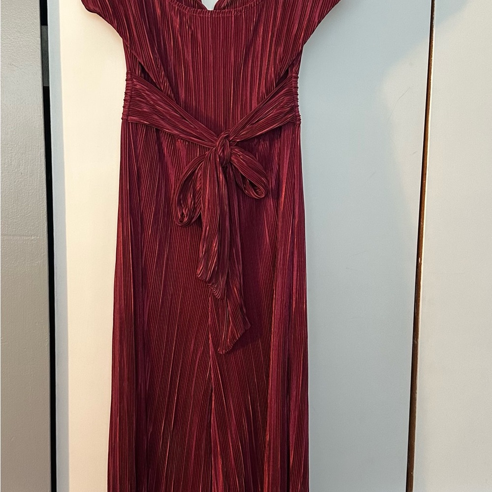 Anthropologie Red Tie Front Jumpsuit